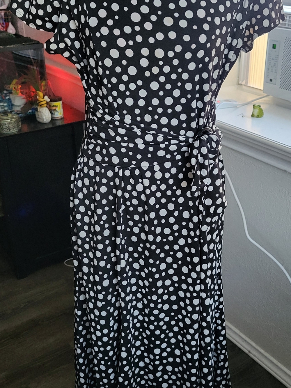 Perceptions Black and White Polka Dot Maxi with Side Tie